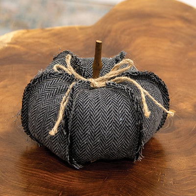 Dark Gray Chevron 4" Fabric Pumpkin