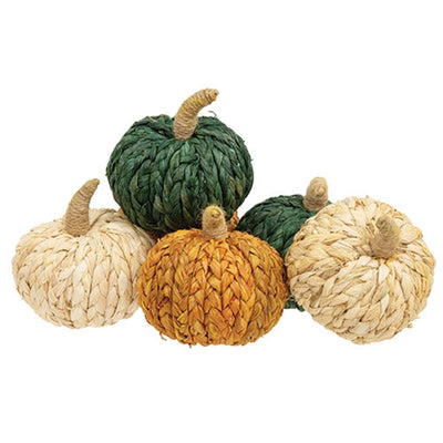 Set of 6 Braided Jute 3" Rustic Pumpkins