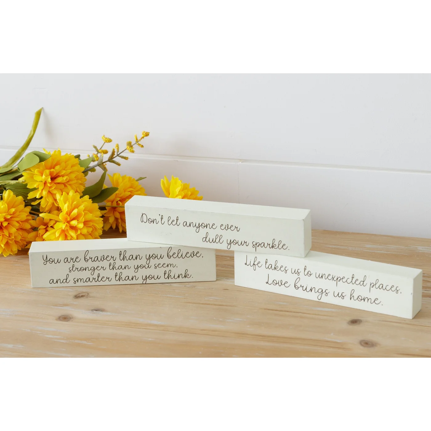 Set of 3 Inspirational Phrases Wood Blocks