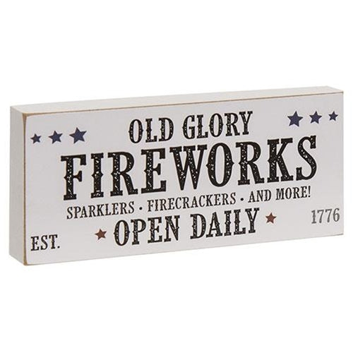 Set of 2 Old Glory Fireworks Small Wooden Blocks