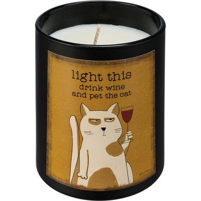 Light This Drink Wine And Pet The Cat Jar Candle