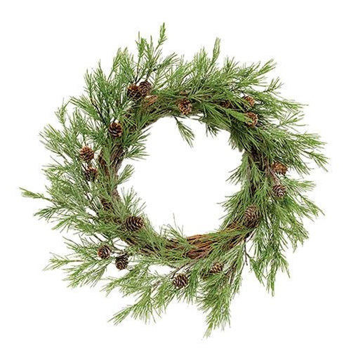 Glittered Woodland Pine 21" Faux Evergreen Wreath
