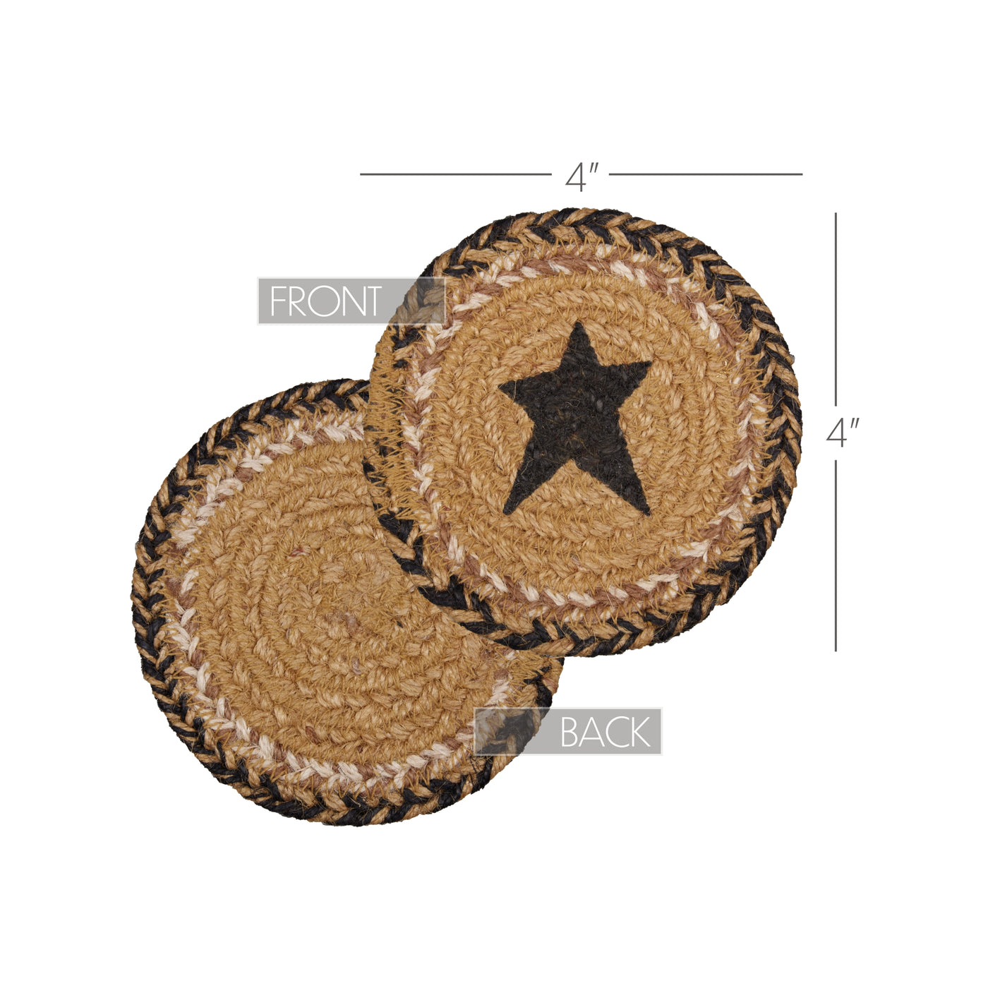 Set of 6 Kettle Grove Jute Stencil Star Coasters