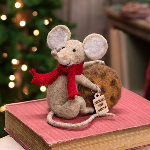 💙 Cookies for Santa Christmas Mouse Felted Ornament