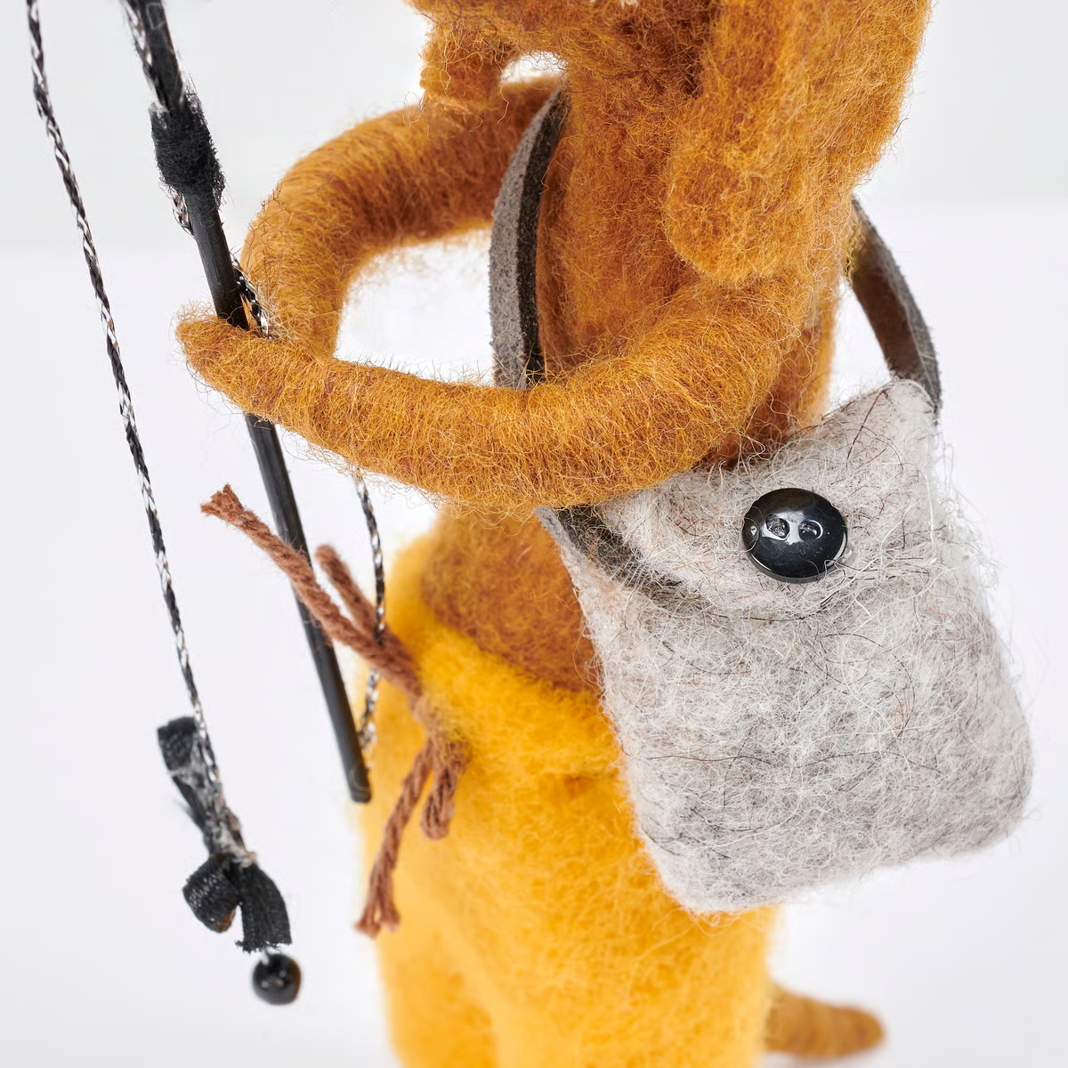 💙 Fishing Dog with Pole Felt Critter Figure