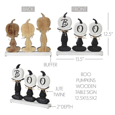 BOO Pumpkins Wooden Tabletop Halloween Decor