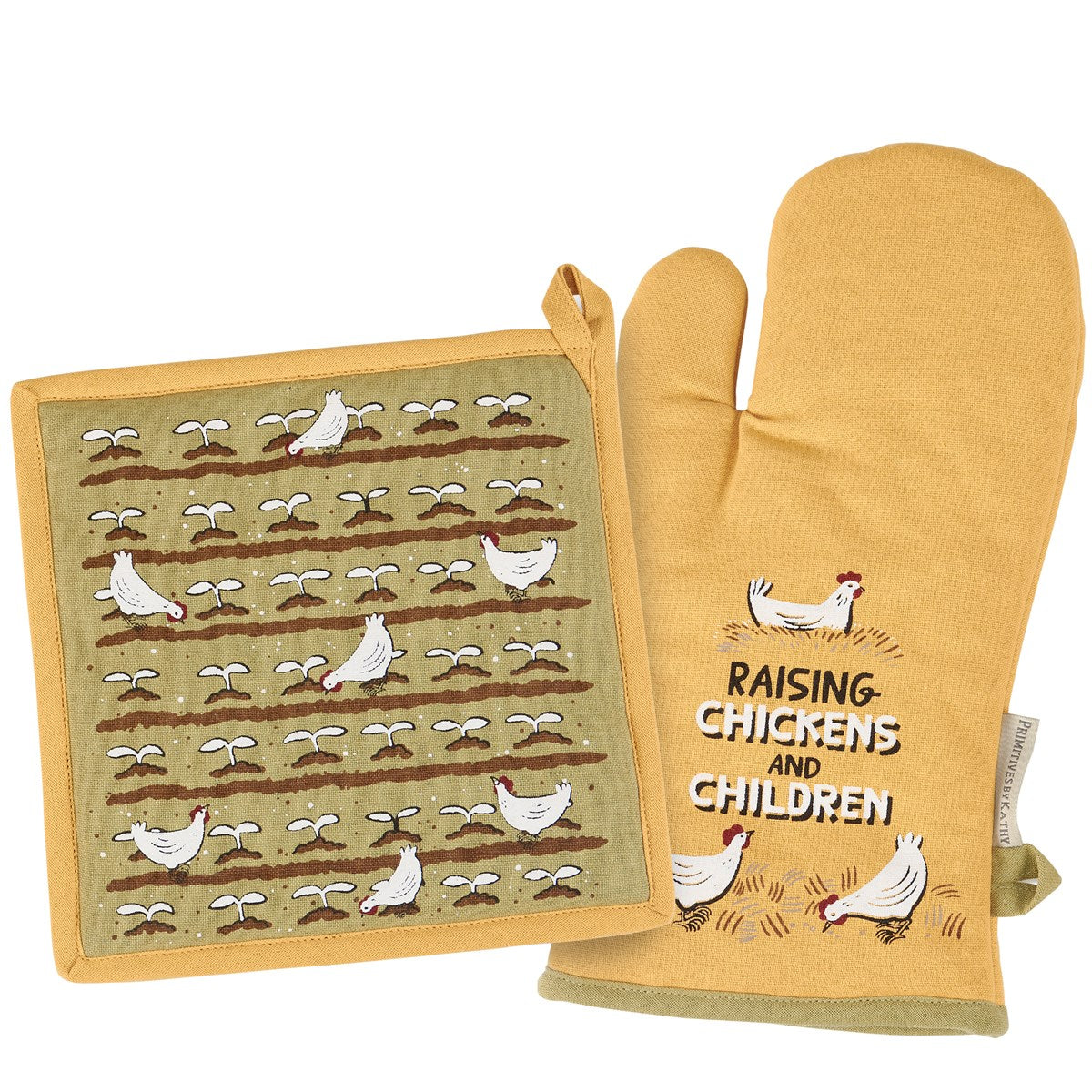 Raising Chickens and Children Oven Mitt Kitchen Set