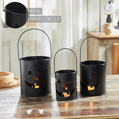 Set of 3 Halloween Jack O Lantern Buckets