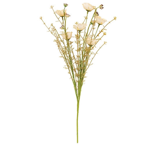 💙 Cream Blooming Mayflower 18" Faux Floral Spray