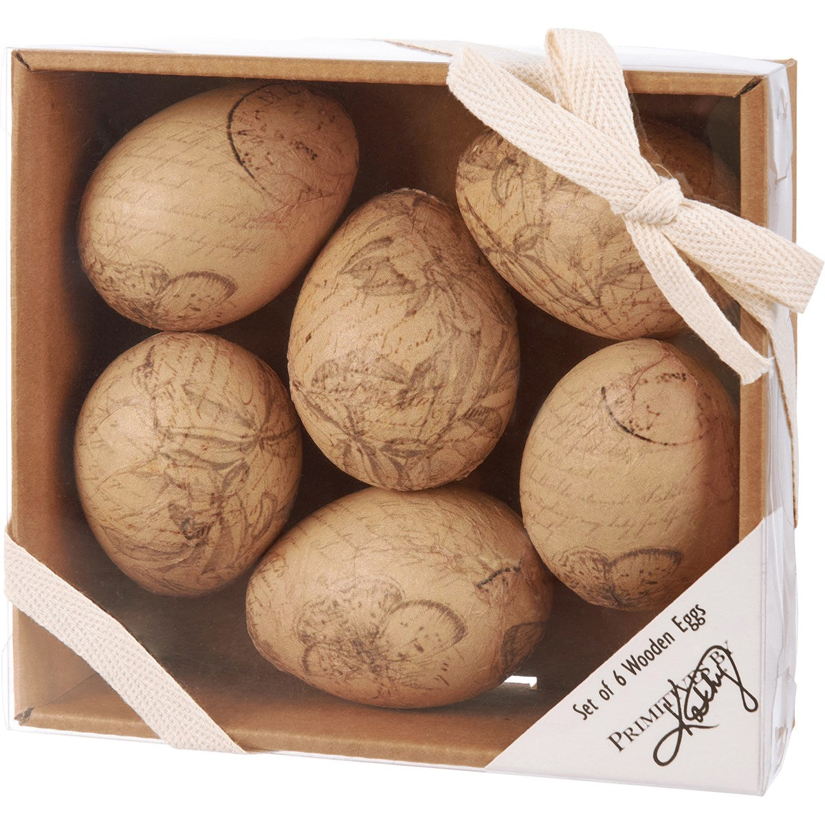 💙 Set of 6 Vintage-Style Paper Wooden Eggs