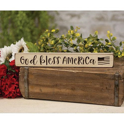 God Bless America with Flag 12" Engraved Block