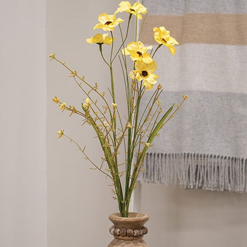 💙 Wild Yellow Spring Flower & Grass 20" Faux Floral Spray