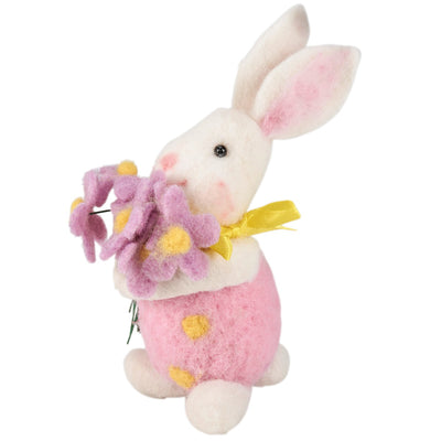 DAY 10 🐇🐥 20 DAYS OF BUNNIES + CHICKS Bunny With Bouquet Lil' Felt Figure