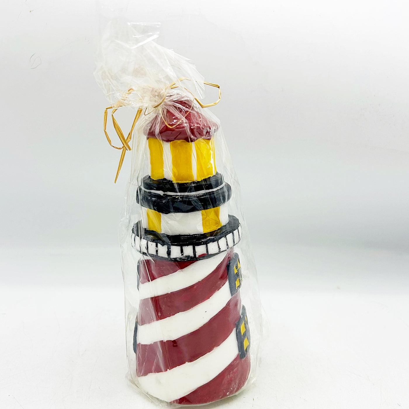 💙 Lighthouse Red and White Striped Shaped Candle 7.25" H