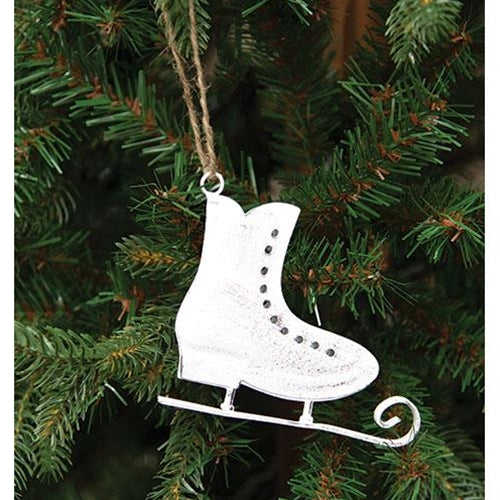 Cottage Chic Metal Ice Skate Ornament