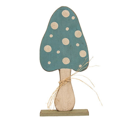 Set of 2 Rustic Wood Mushroom on Base 24.5"H