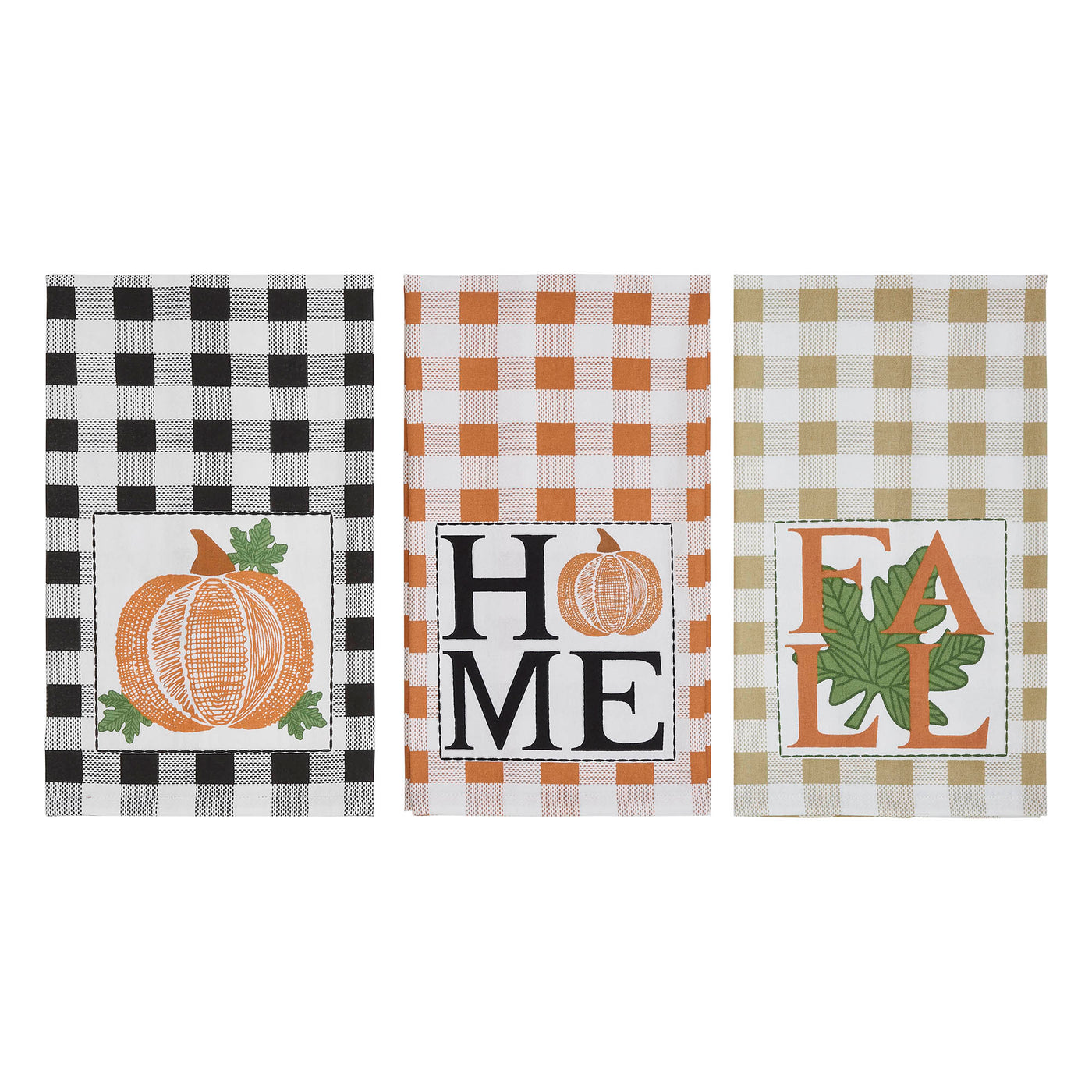 Set of 3 Annie Check Multicolor Harvest Tea Towels