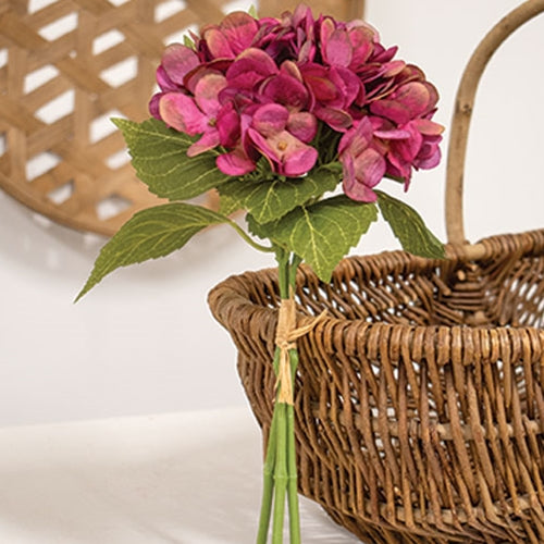 Beauty Magenta Pink Hydrangea 11" Faux Floral Bouquet