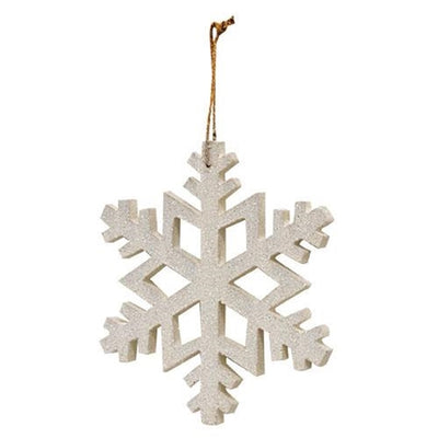 White Glitter Snowflake 8" Ornament