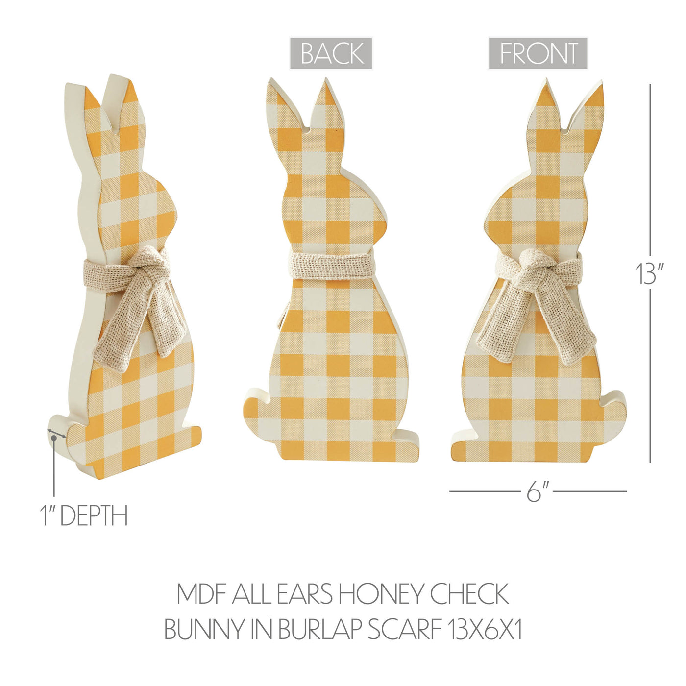All Ears Honey Check Bunny with Burlap Scarf Sitter