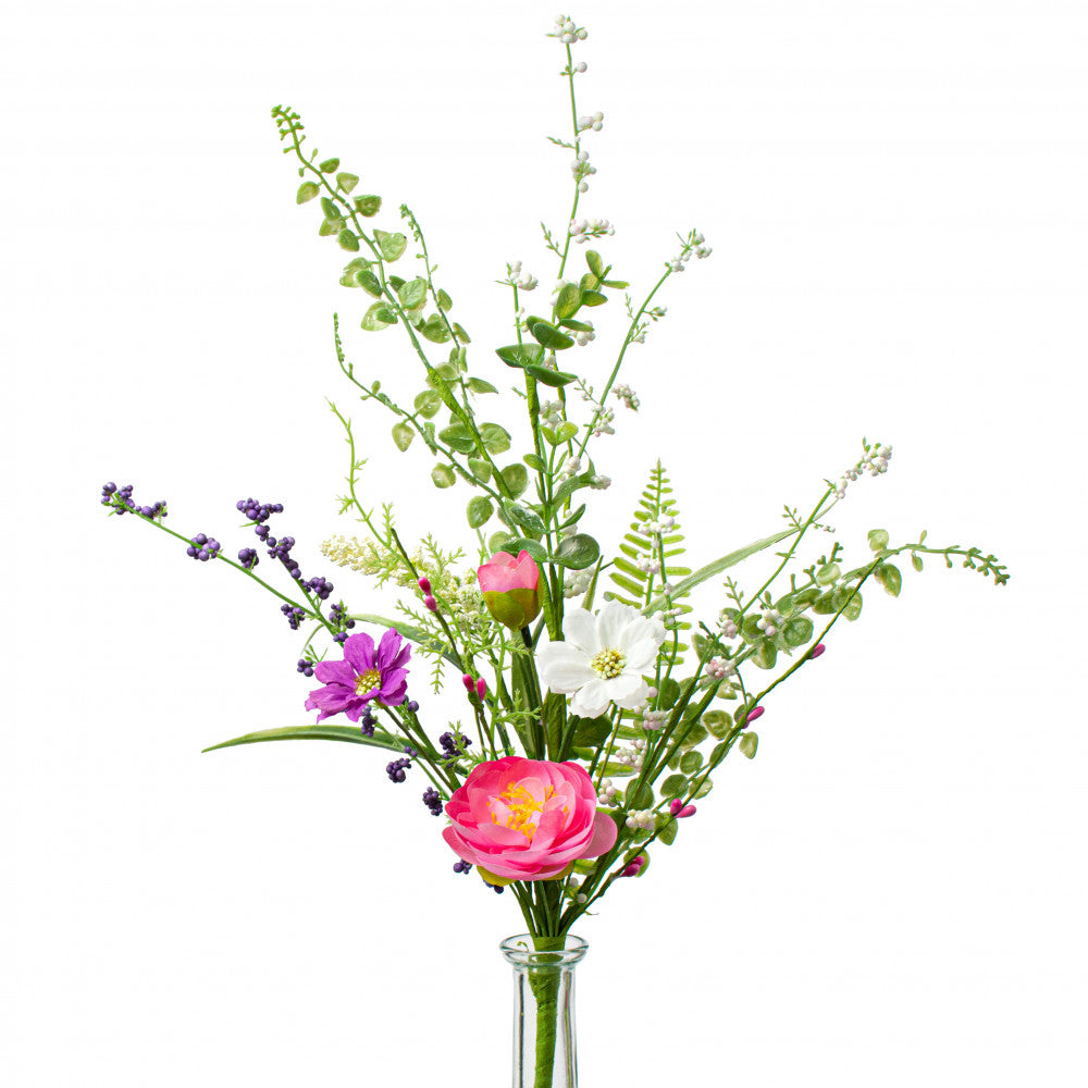 Ranunculus and Wildflowers 18" Faux Floral Spray