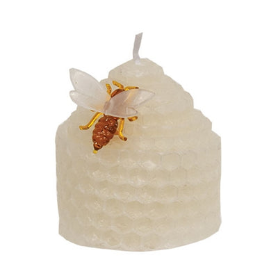 White Honeycomb Bee Charm Votive Candle