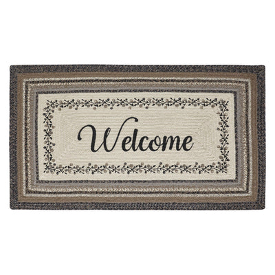 Welcome Floral Vine Jute Rug w/ Pad 27" x 48"