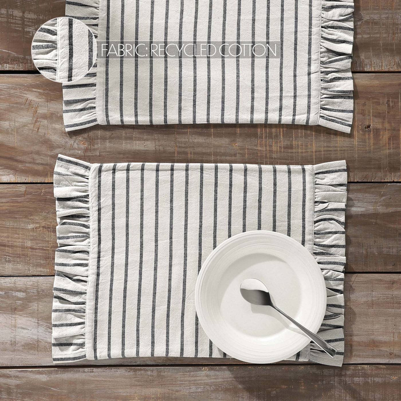Set of 2 Kaila Ticking Stripe Ruffled Placemats