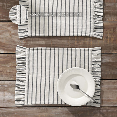 Set of 2 Kaila Ticking Stripe Ruffled Placemats