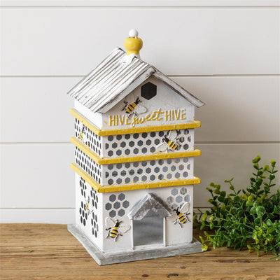 DAY 10 🐦 14 DAYS OF FEATHERED FRIENDS 🪺 Honeycomb Bee Metal Decorative Birdhouse