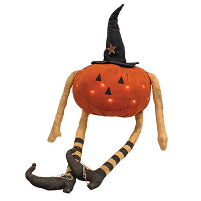Witchy Jack O Lantern Lighted LED Fabric Sitter