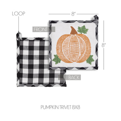 Annie Black Check Pumpkin 8" Trivet