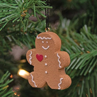 Mini Resin Gingerbread Man with Heart Ornament