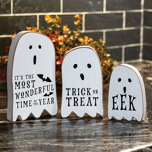 Set of 3 Trick or Treat Chunky Ghost Sitters