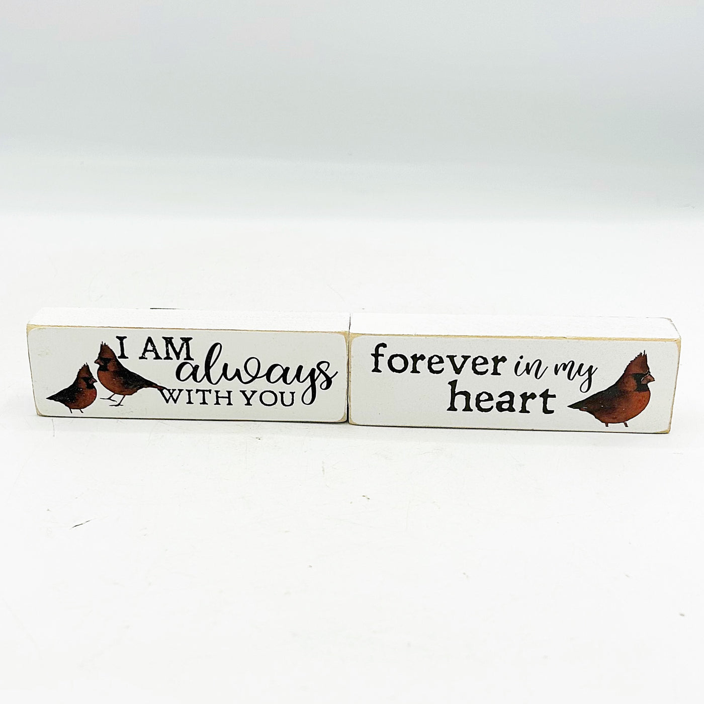 Always with You and Forever in My Heart Cardinal Wooden Mini Blocks
