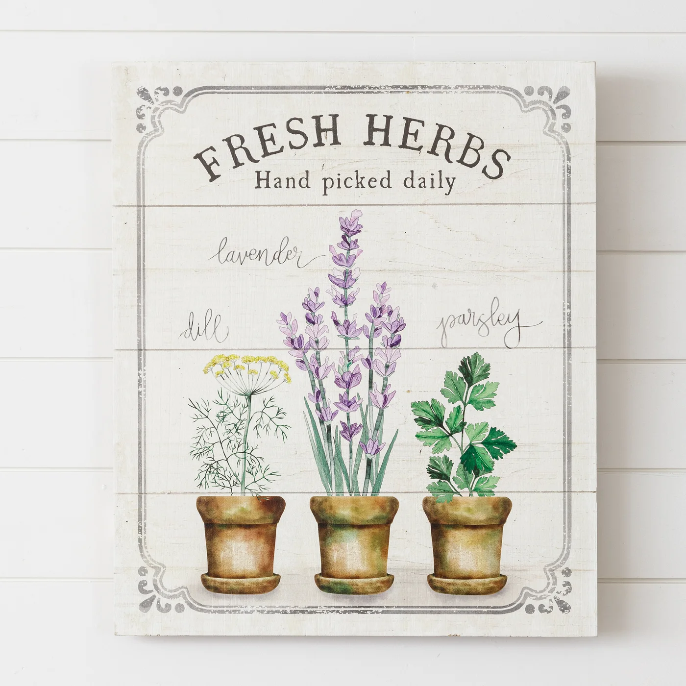Fresh Herbs Watercolor 24" Pallet Style Wooden Sign