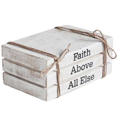 Faith Above All Else Faux Book Stack