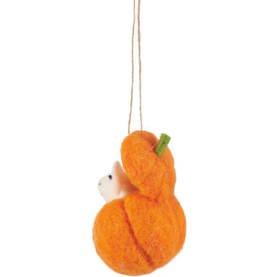 🎄💙 Mouse in Pumpkin Felt Critter Ornament