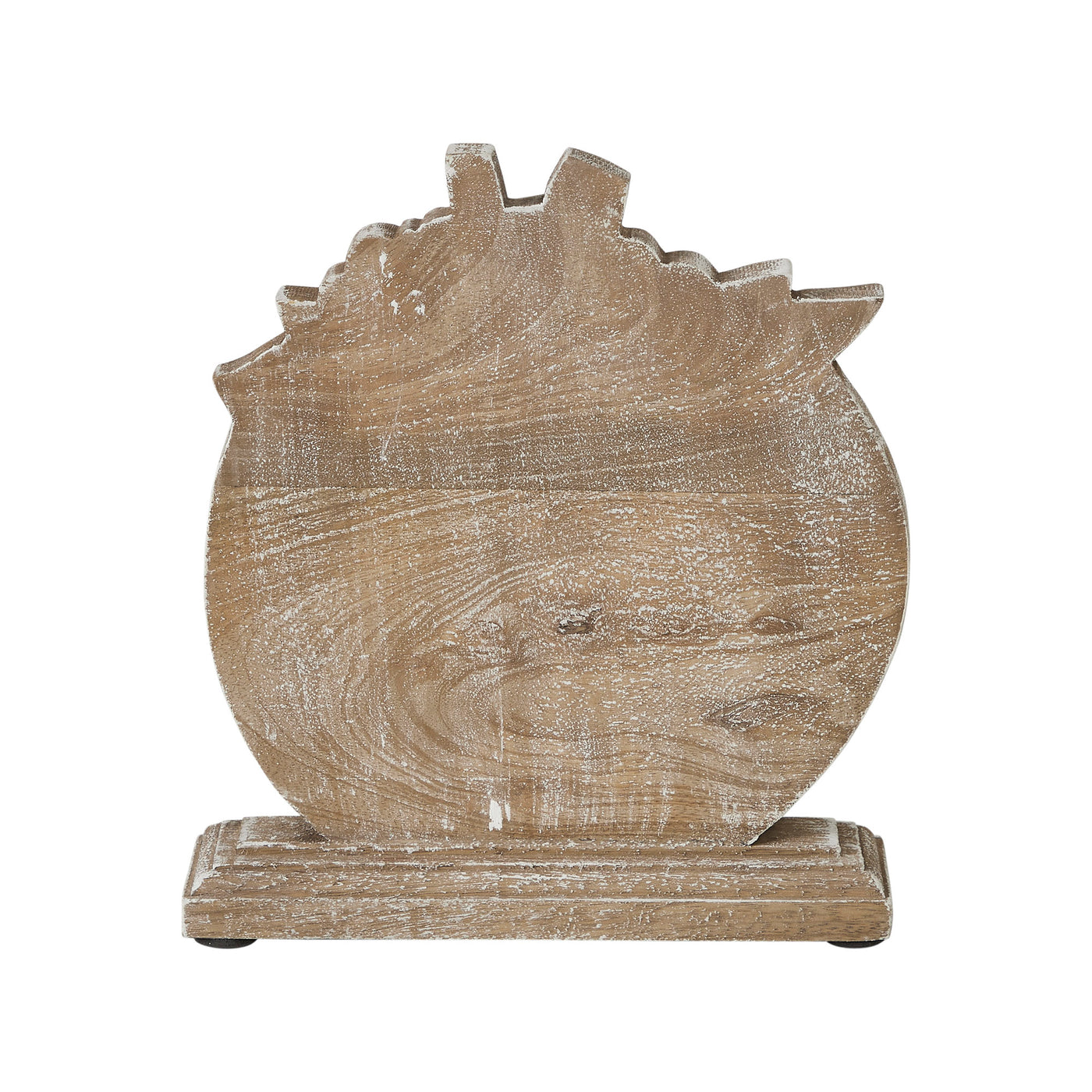 Floral Crown Carved Wooden Pumpkin 8.5" H