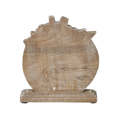 Floral Crown Carved Wooden Pumpkin 8.5" H