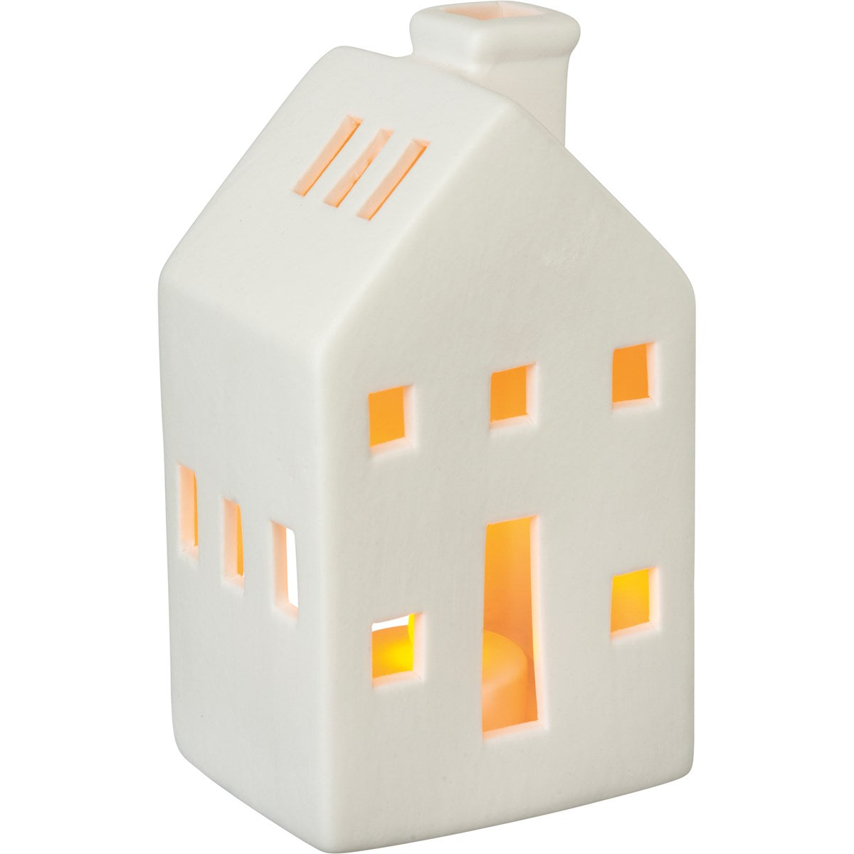 Set of 3 House Shaped Candle Holder with Battery Powered Tealight