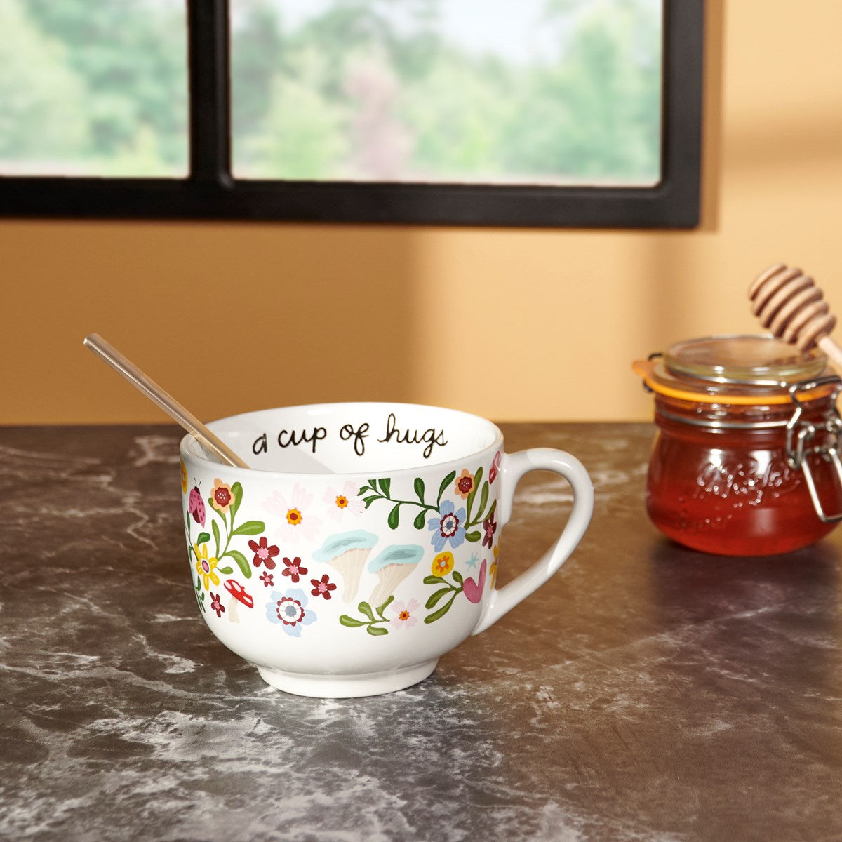 A Cup Of Hugs 20 oz Floral Mug