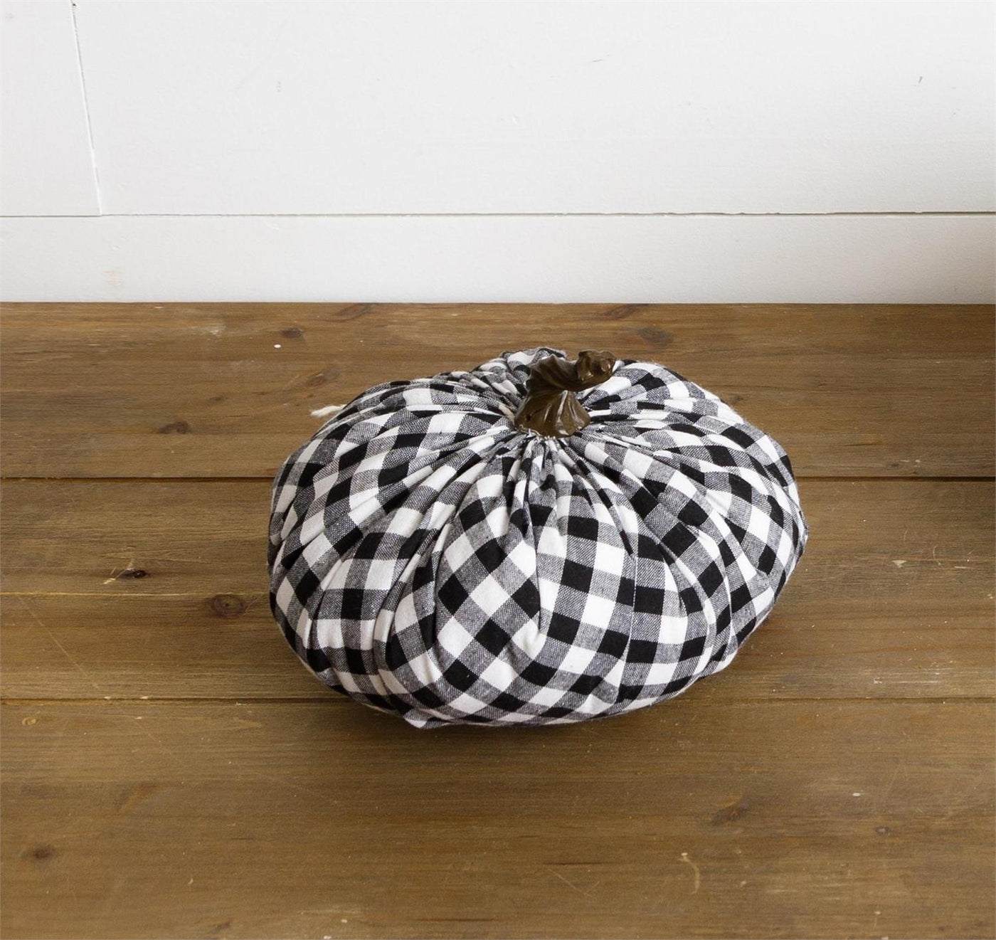 Black and White Plaid 5.5" Fabric Pumpkin