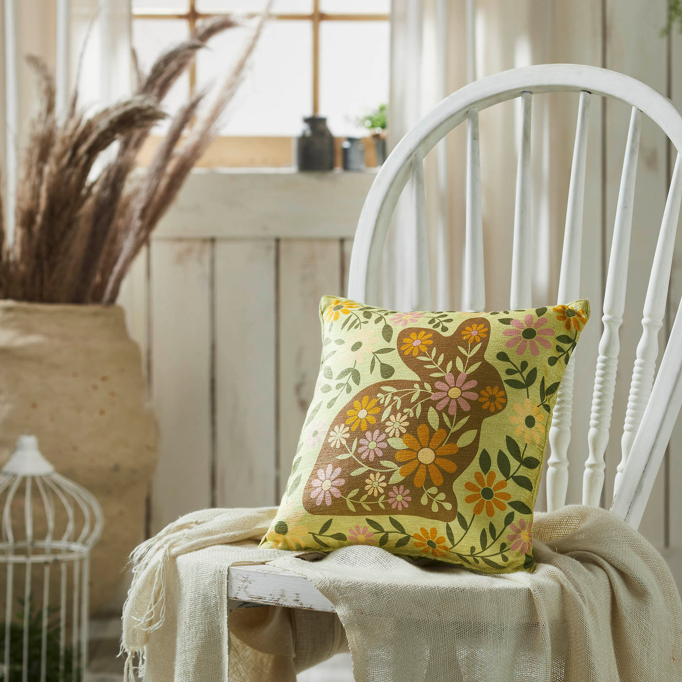 Bunny Hop Floral 12" Accent Pillow