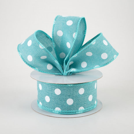 🔥 Aqua Blue Polka Dot Ribbon 1.5" x 10 yards