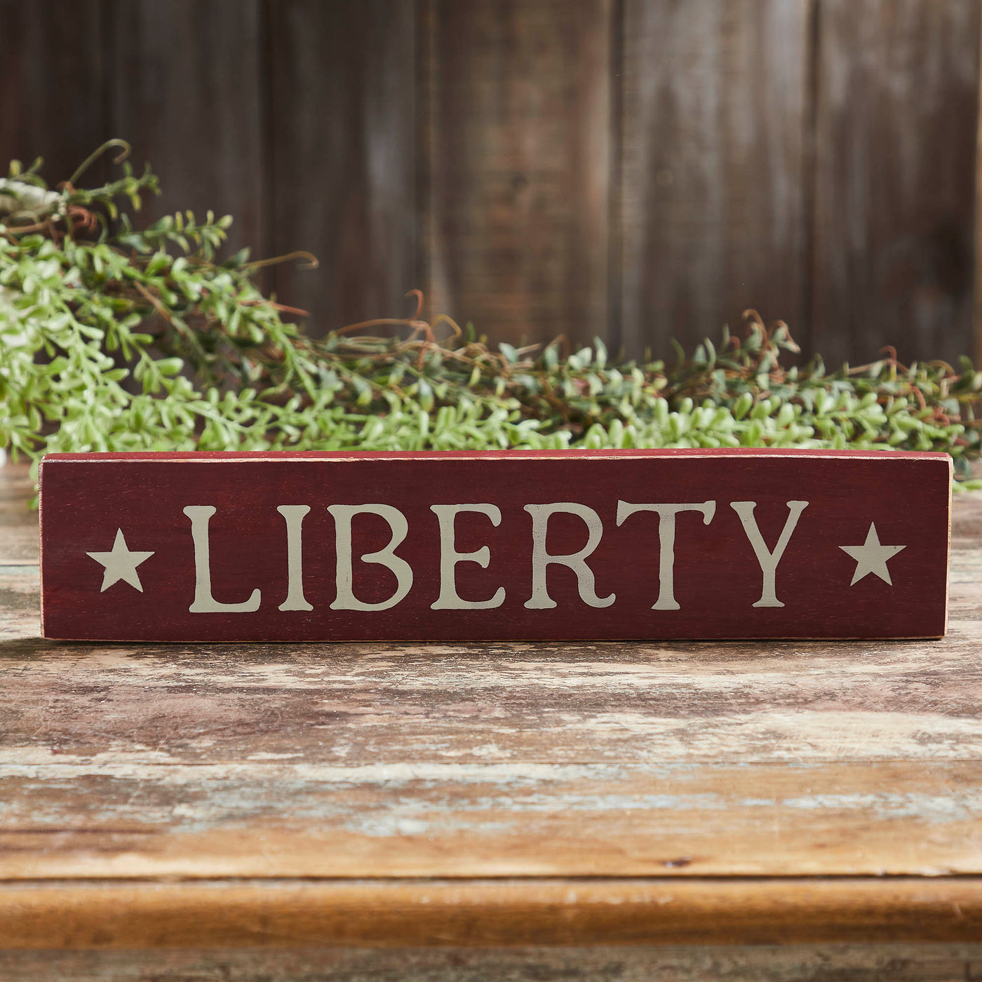 Liberty Stars 14" Burgundy Wooden Sign