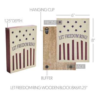 Let Freedom Ring 8" Wooden Block Sign