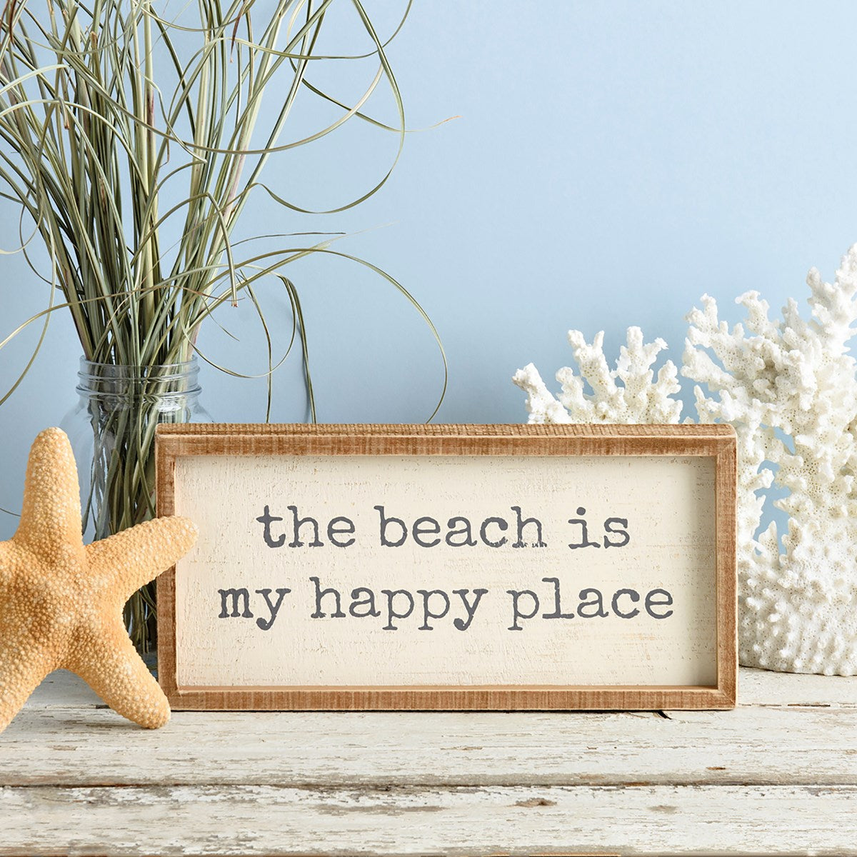💙 The Beach Is My Happy Place Inset Box Sign 12"