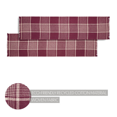 Eston Burgundy Tan Plaid 48" Table Runner