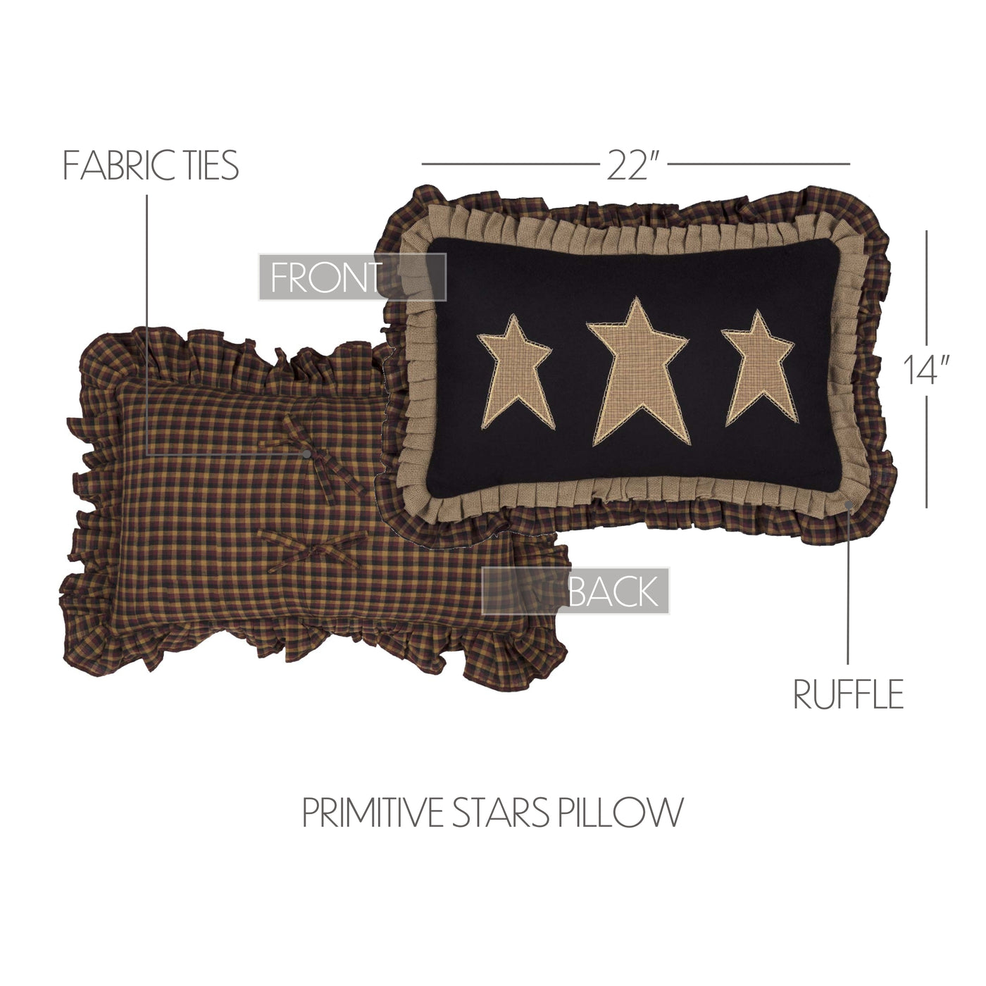 Heritage Farms Primitive Stars Pillow 14'' x 22''